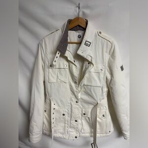 BMW Women's Off-White Utility Jacket with Gray Trim